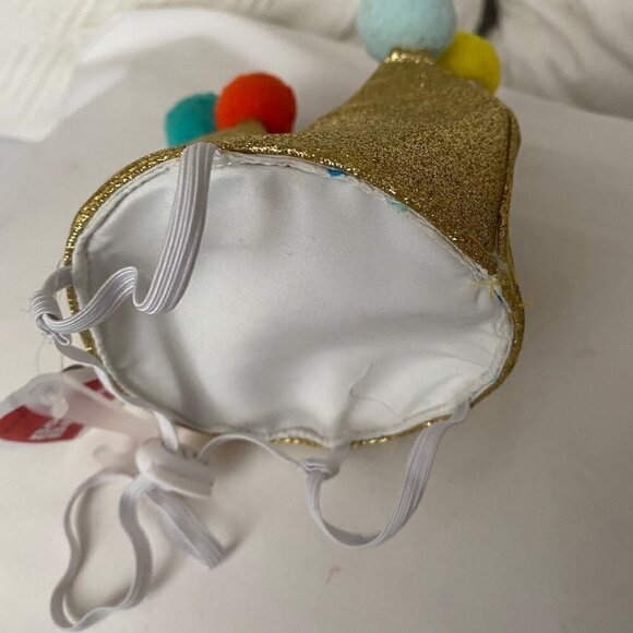 Pet Dog Cat Gold Crown with Pom Poms Party Hat - Picture 6 of 9